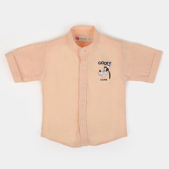 Infant Boys Cotton Casual Shirt Character | Peach