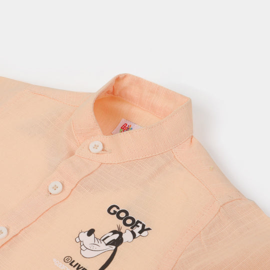 Infant Boys Cotton Casual Shirt Character | Peach