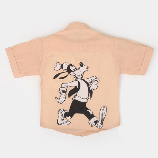 Infant Boys Cotton Casual Shirt Character | Peach