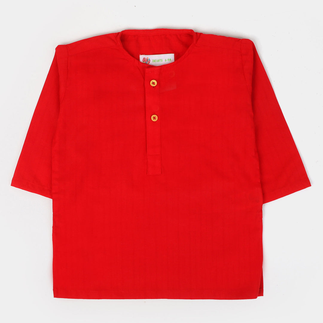 Infant Boys Cotton Kurta Basic | Red