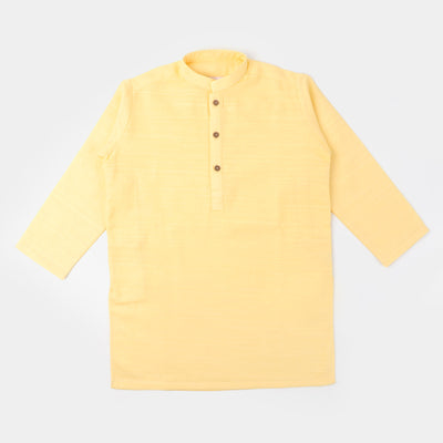 Boys Cotton Basic Kurta - Yellow