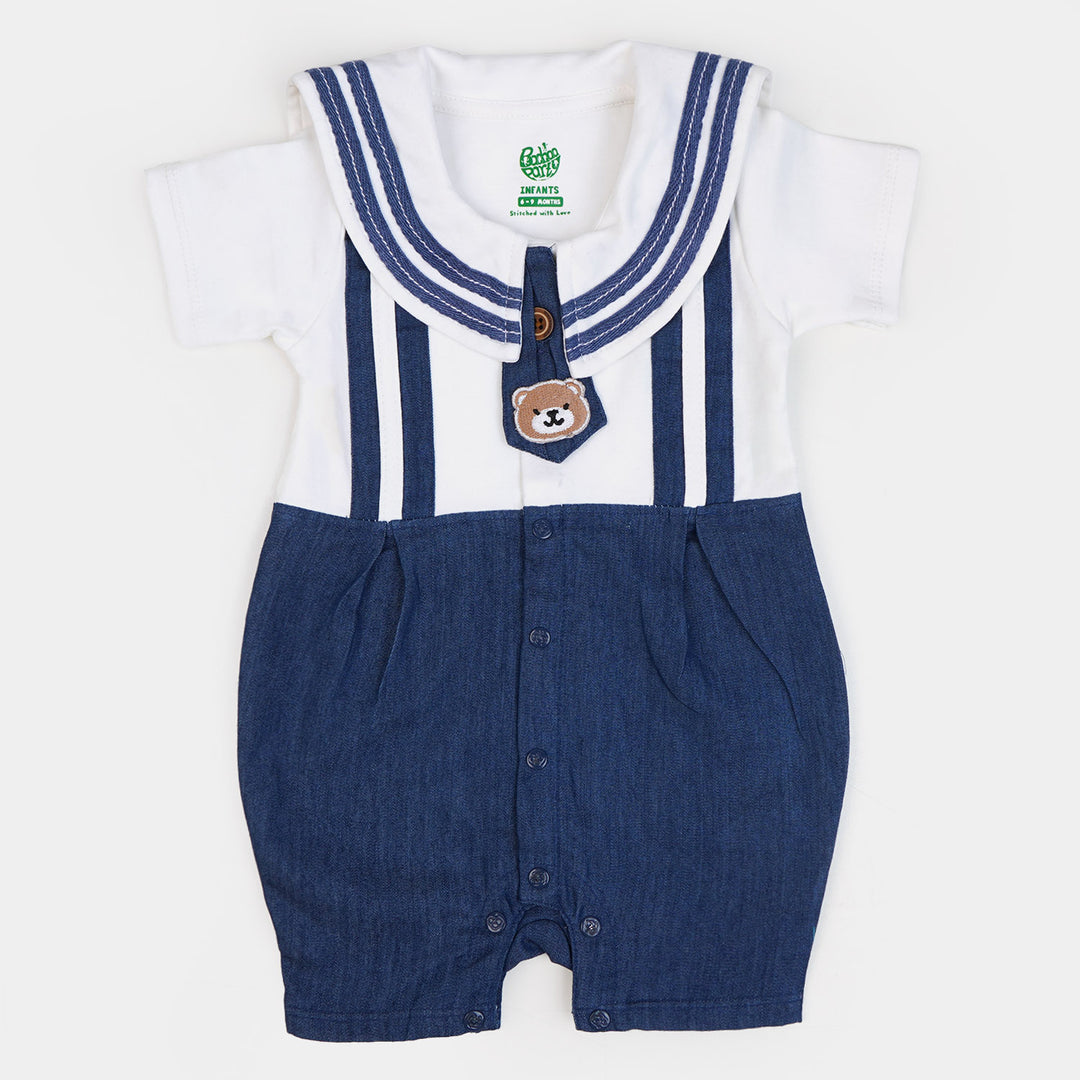 Infant Boys Knitted Romper Sailor-White