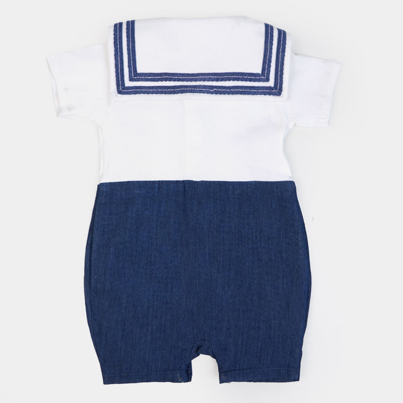 Infant Boys Knitted Romper Sailor-White