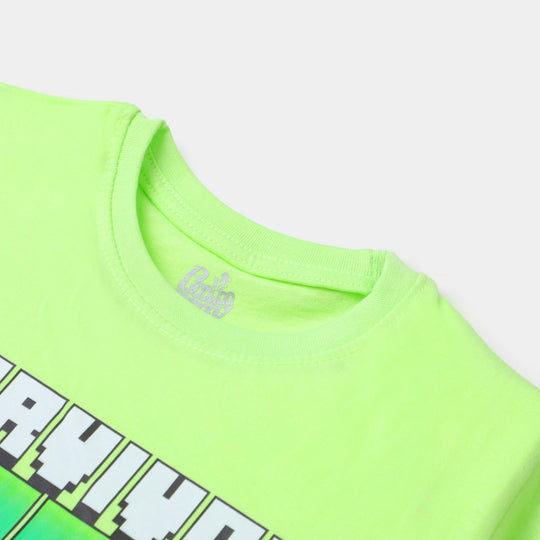 Boys Cotton T-Shirt Survival - Green