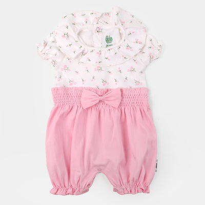 Infant Girls Knitted Romper Floral - Pink