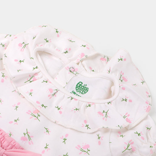 Infant Girls Knitted Romper Floral - Pink