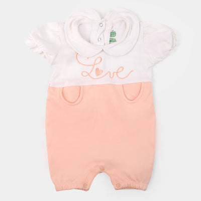 Infant Girls Knitted Romper Love - White