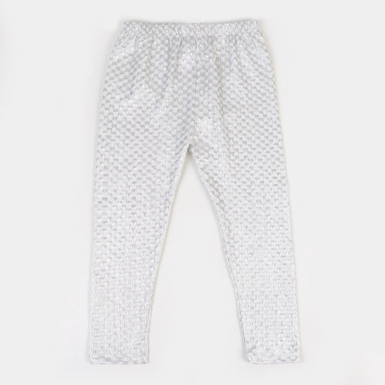 Girls Tights Foil Print Box - White