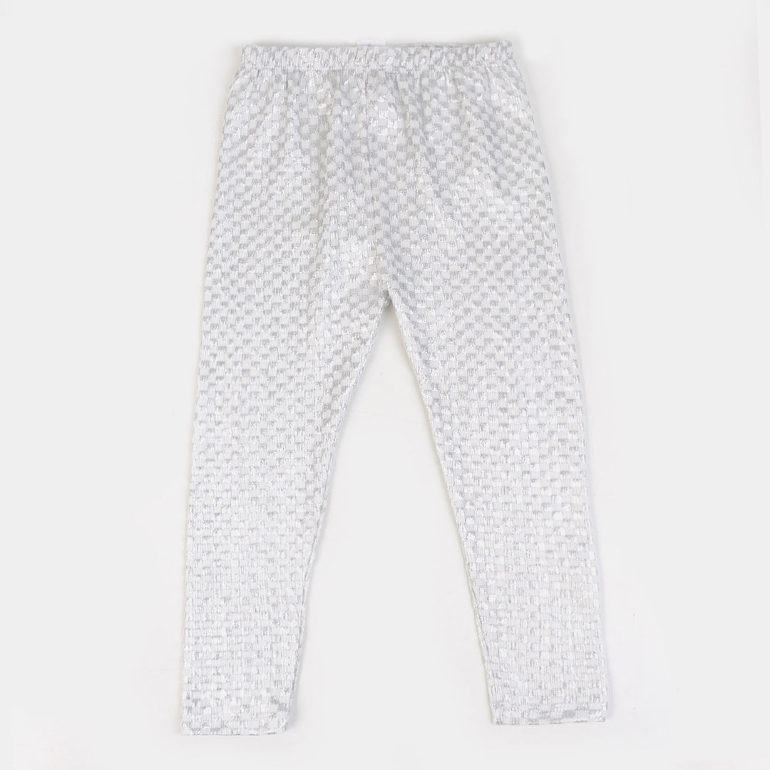 Girls Tights Foil Print Box - White