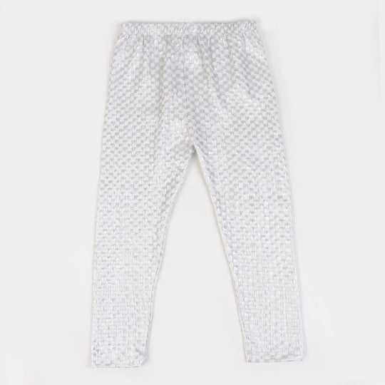 Girls Tights Foil Print Box - White