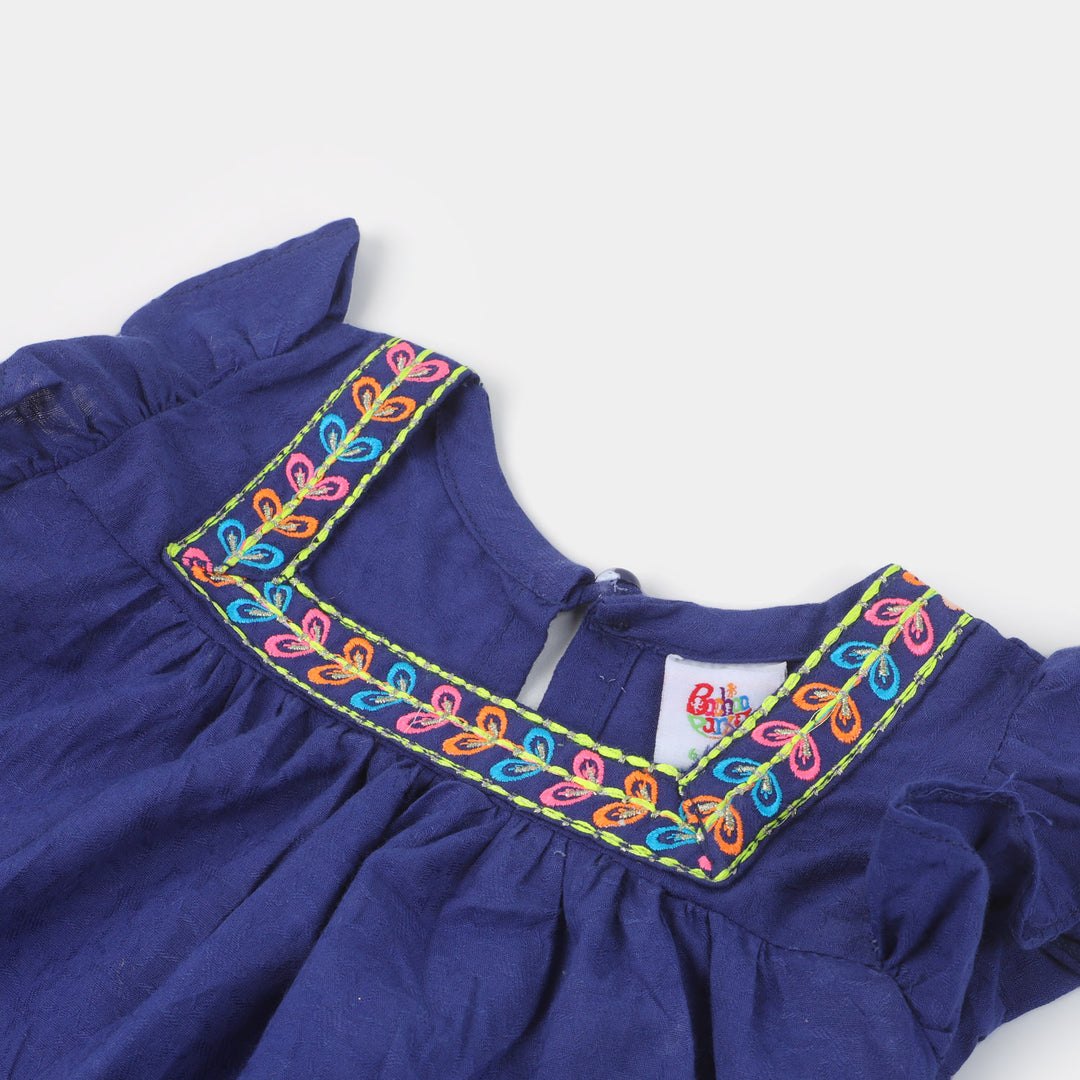 Infant Girls Cotton 2Pcs Suit Tiny Blossom - Navy Blue