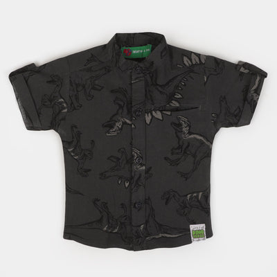 Infant Boys Cotton Casual Shirt Dinosaurs | GREY