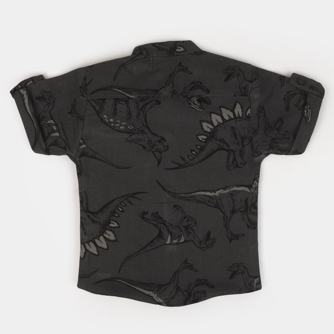 Infant Boys Cotton Casual Shirt Dinosaurs | GREY