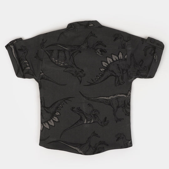Infant Boys Cotton Casual Shirt Dinosaurs | GREY