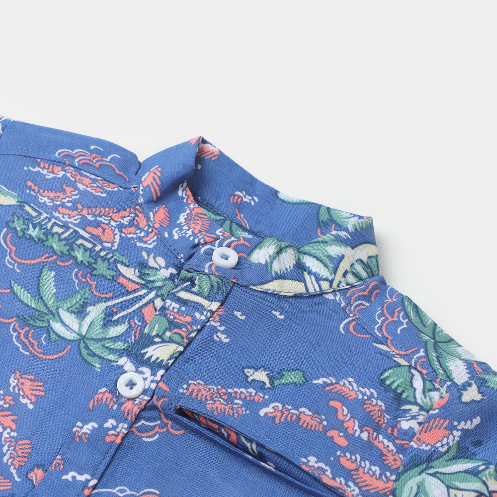 Infant Boys Cotton Casual Shirt Tropical | Blue