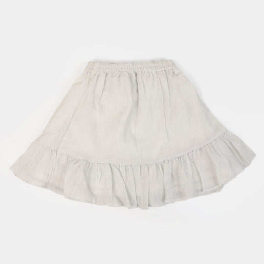 Girls Printed Skirt Crushed - White