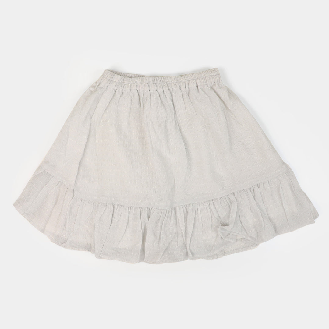 Girls Printed Skirt Crushed - White