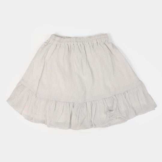 Girls Printed Skirt Crushed - White