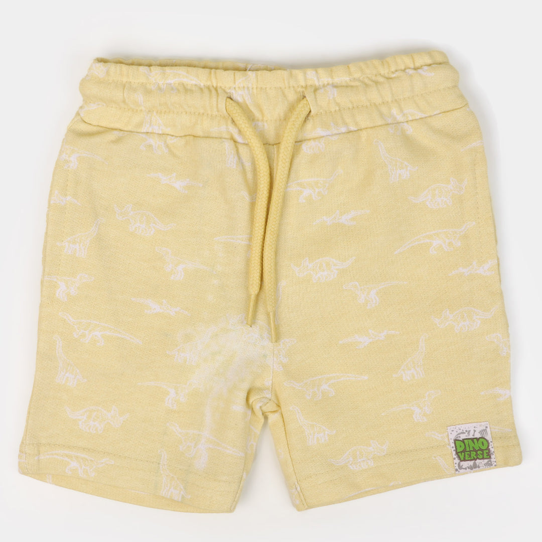 Infant Boys Terry Short Dino | Light Yellow