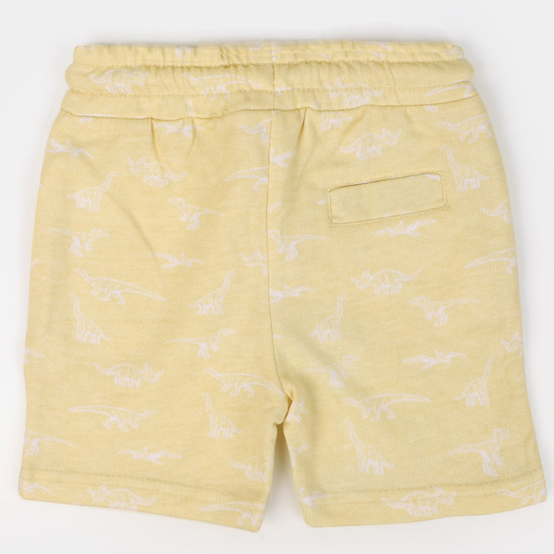 Infant Boys Terry Short Dino | Light Yellow