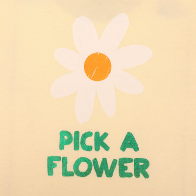 Infant Girls Cotton T-Shirt Pick A Flower - Light Beige