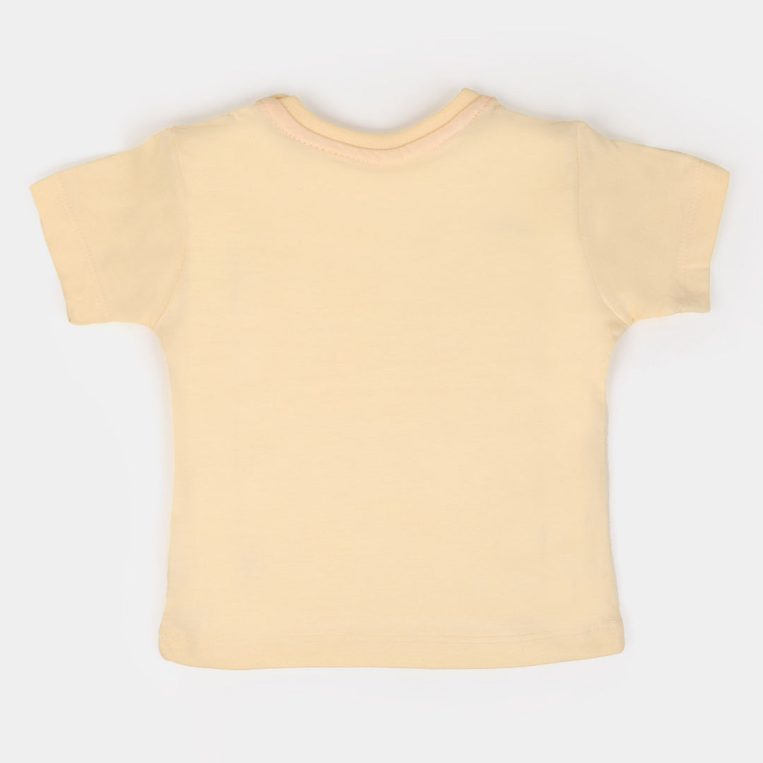 Infant Girls Cotton T-Shirt Pick A Flower - Light Beige