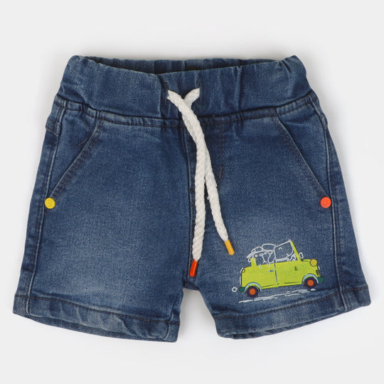 Infant Boys Denim Short Car - Mid Blue