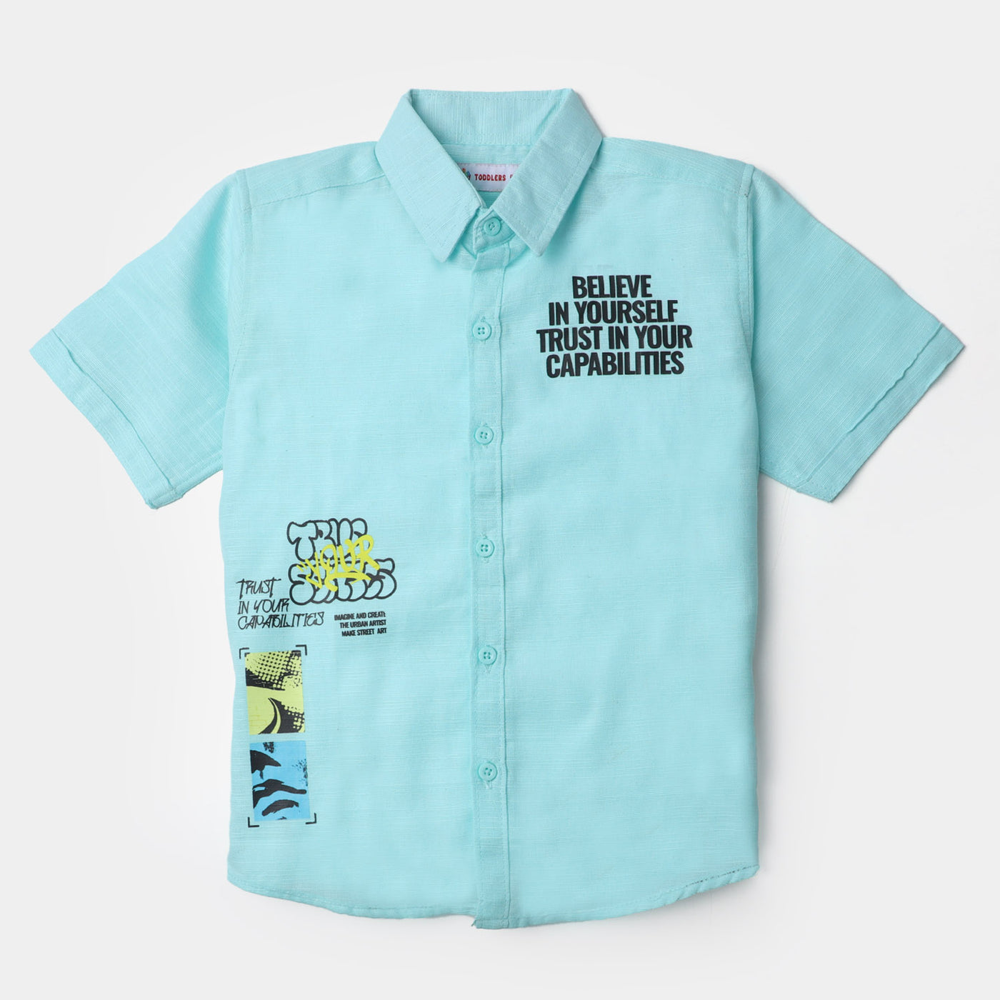 Boys Cotton Casual Shirt Street Art - Sky Blue