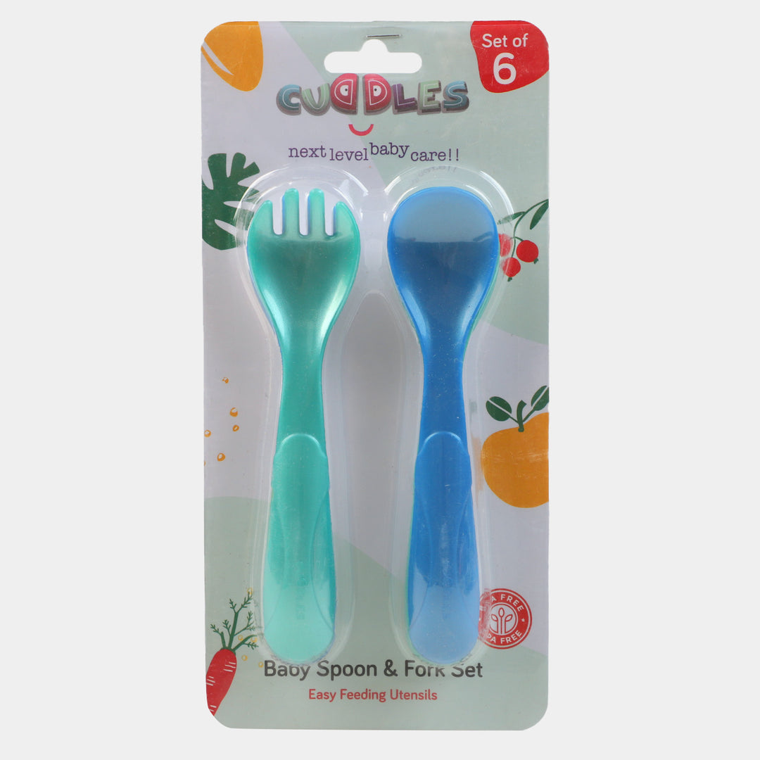 Spoon & Fork Set Pack Of 6 "Blue/Green"