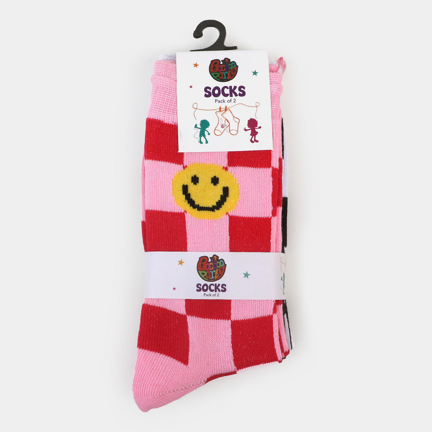 Girls Socks Smiley & Check