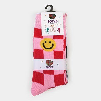 Girls Socks Smiley & Check