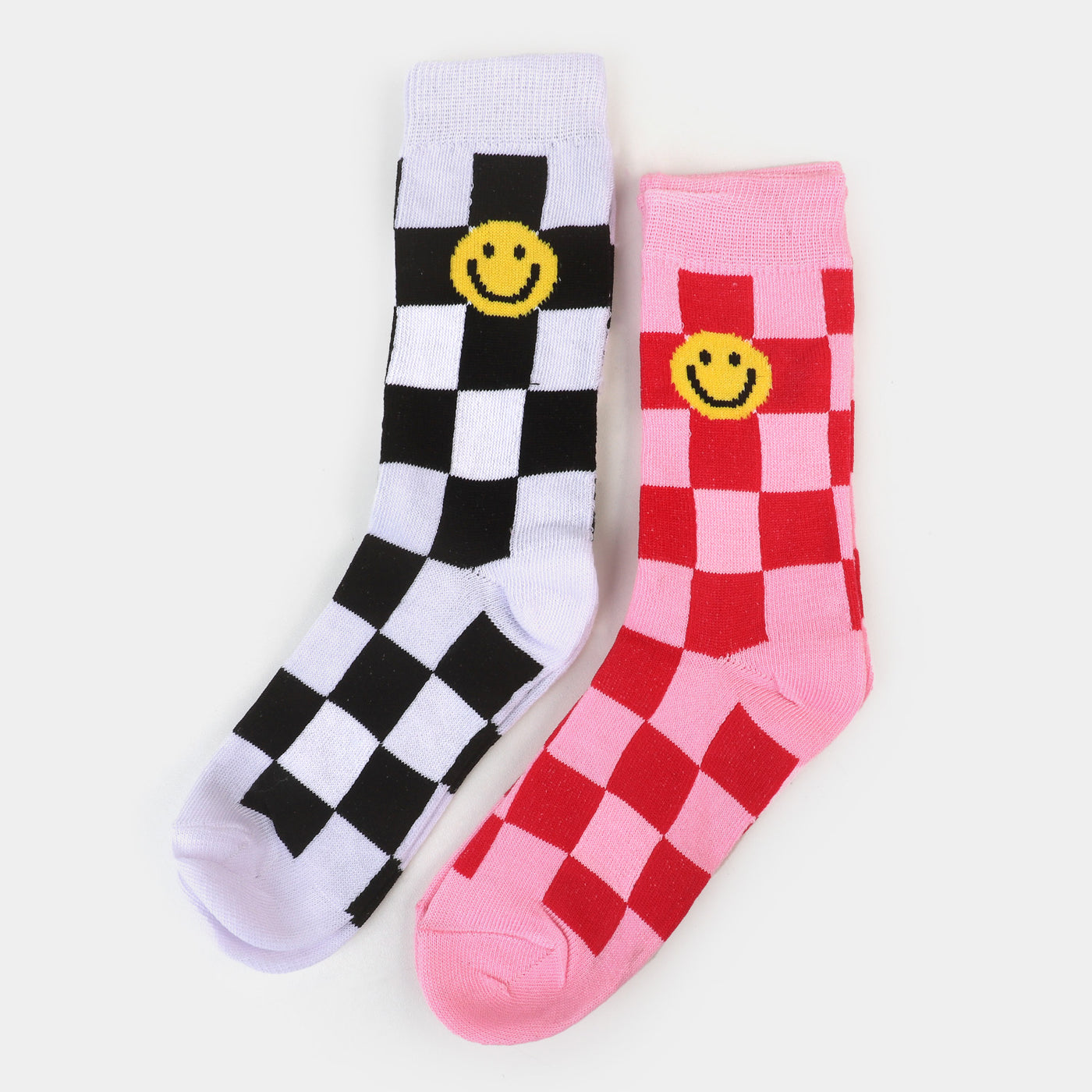 Girls Socks Smiley & Check