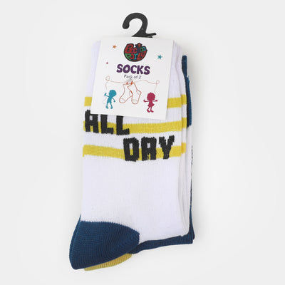 Boys Socks Play All Day | White