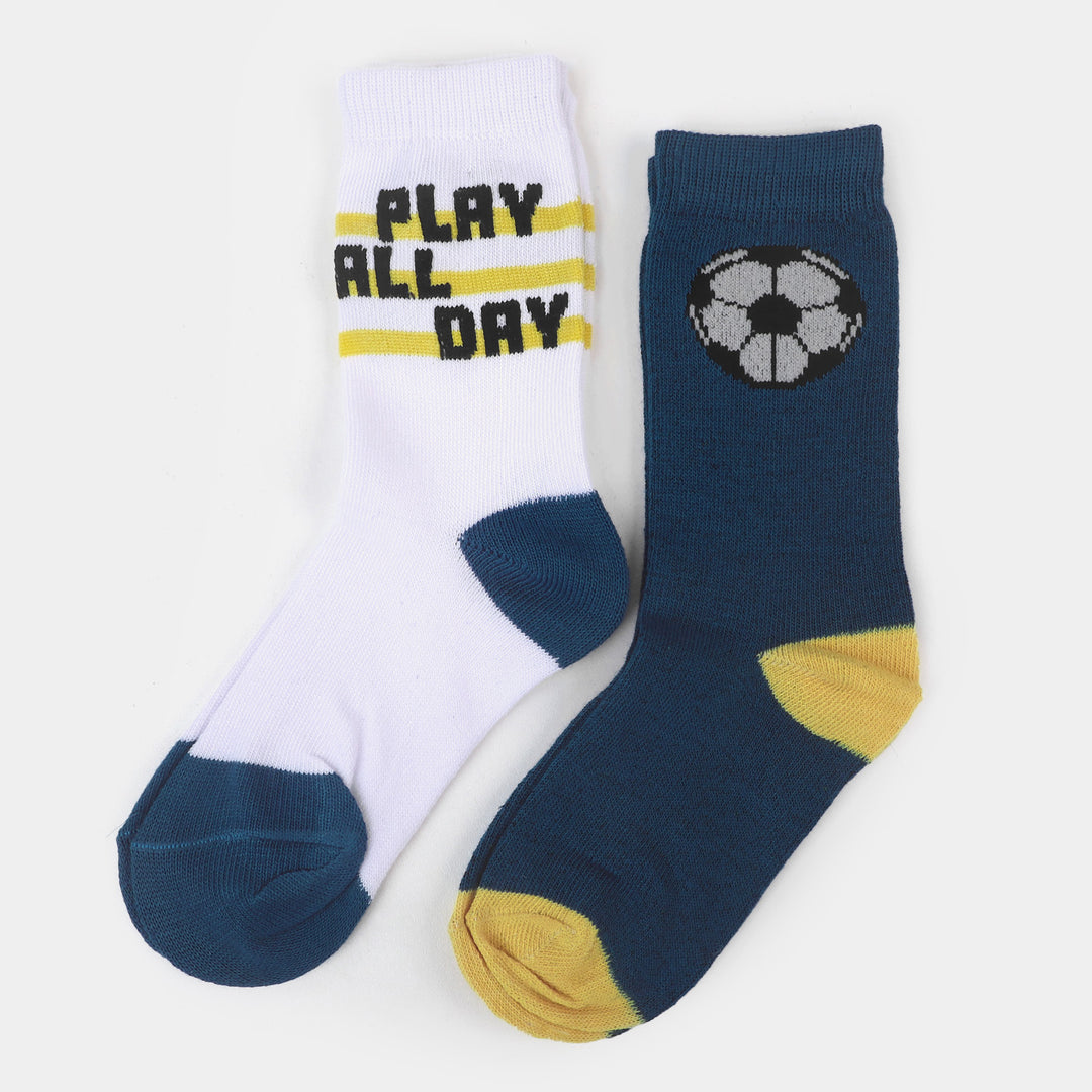 Boys Socks Play All Day | White