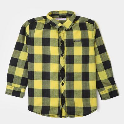 Boys Cotton Casual Shirt Yellow Check