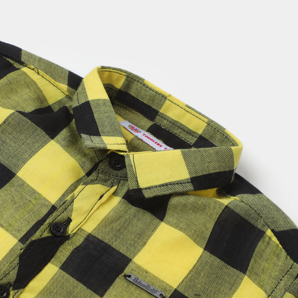 Boys Cotton Casual Shirt Yellow Check