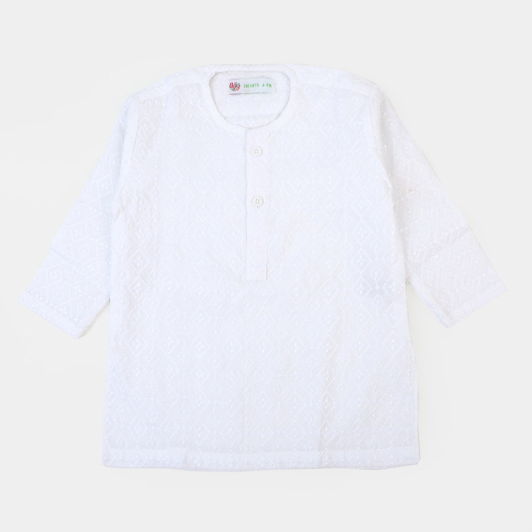 Infant Boys Chicken Kurta - White