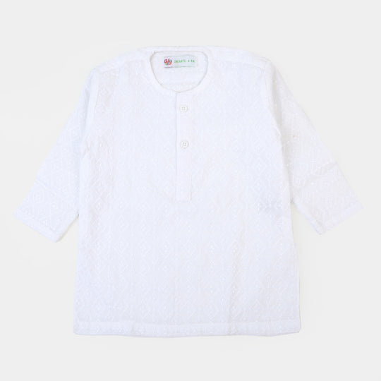 Infant Boys Chicken Kurta - White