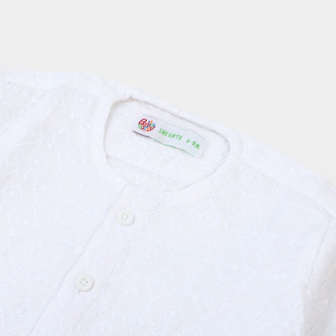Infant Boys Chicken Kurta - White
