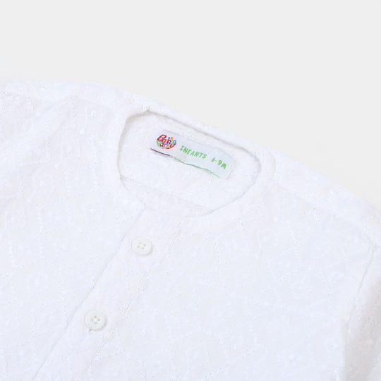 Infant Boys Chicken Kurta - White