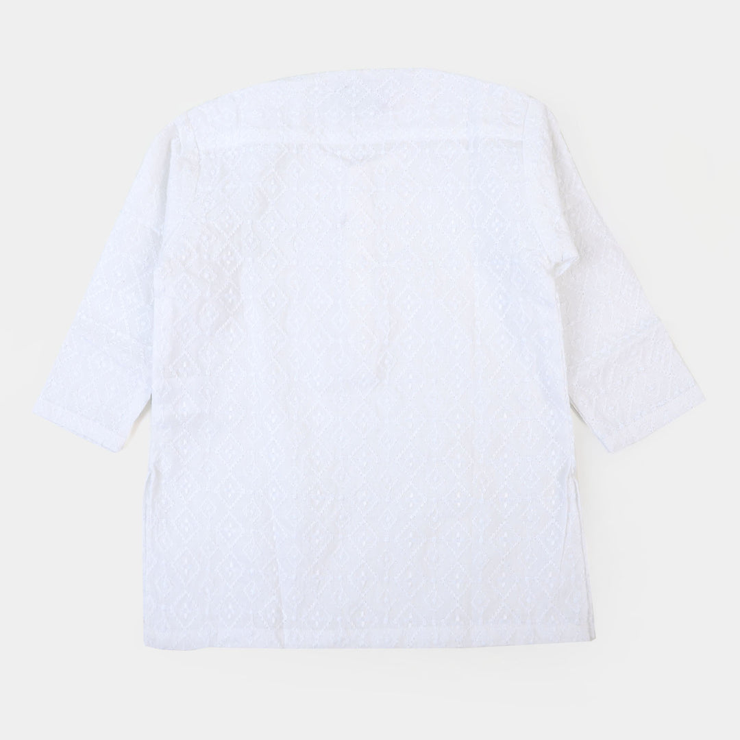 Infant Boys Chicken Kurta - White