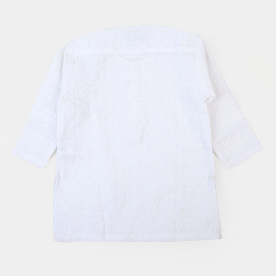 Infant Boys Chicken Kurta - White