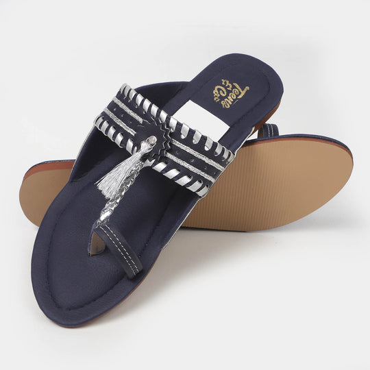 Teens Girls Slipper SL-1 - Navy/Silver