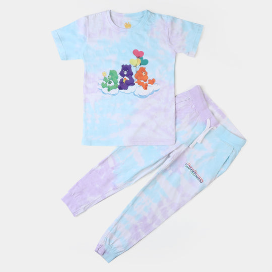 Girls Cotton 2PCs Suit Care Bears - Tie Dye