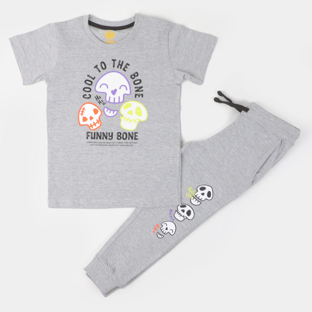 Boys Cotton 2PCs Suit Bone - Grey
