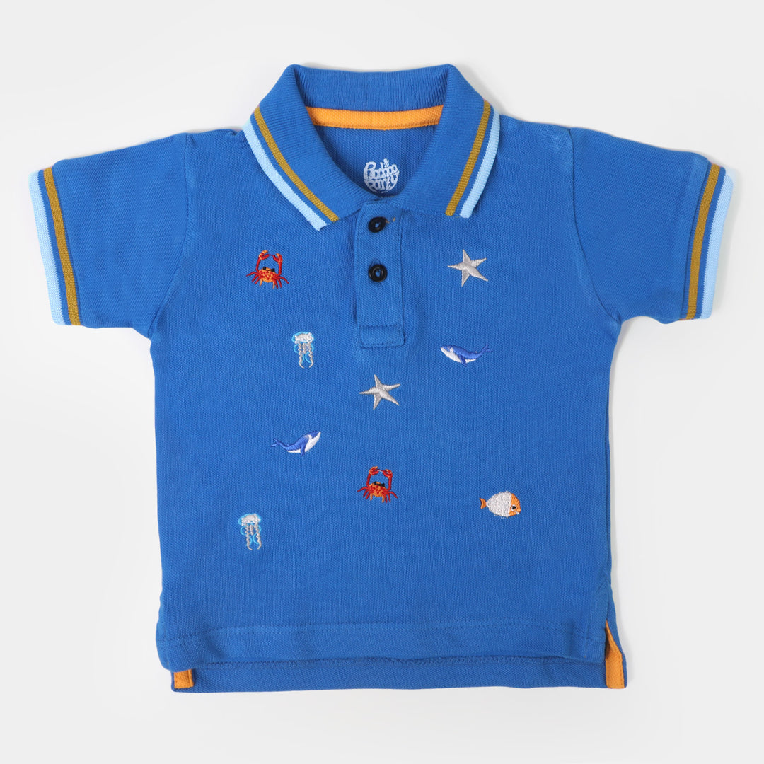 Infant Boys Cotton Polo Sea Life - Blue