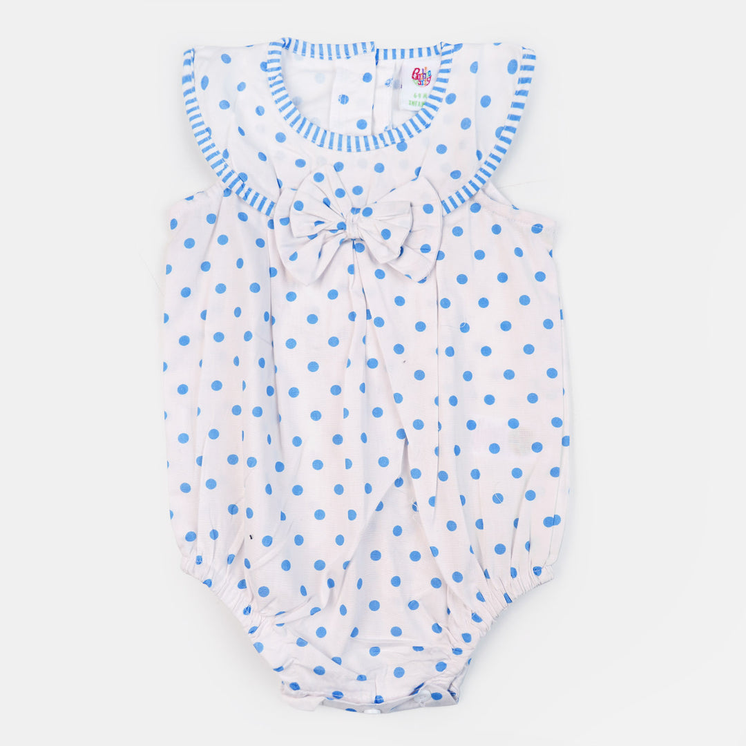 Infant Girls Woven Romper Aop Dot - White