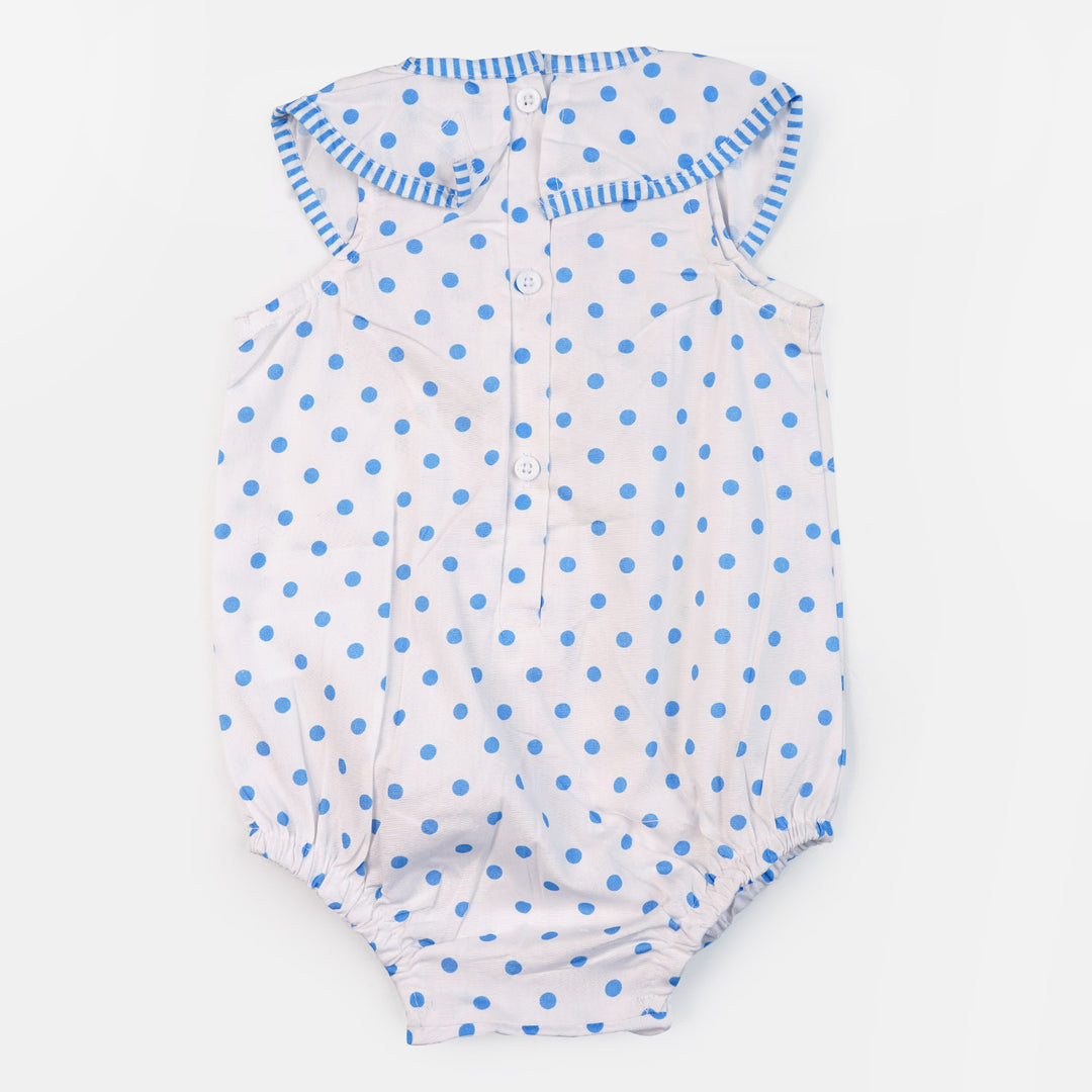 Infant Girls Woven Romper Aop Dot - White