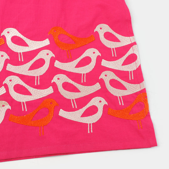 Girls Jacquard EMB Kurti Sparrows | Magenta