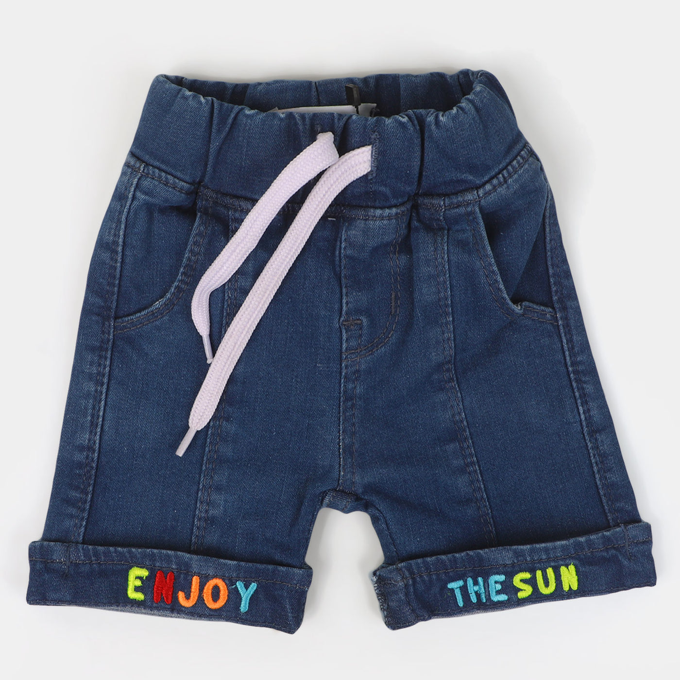 Infant Boys Denim Short Enjoy The Sun - Mid Blue